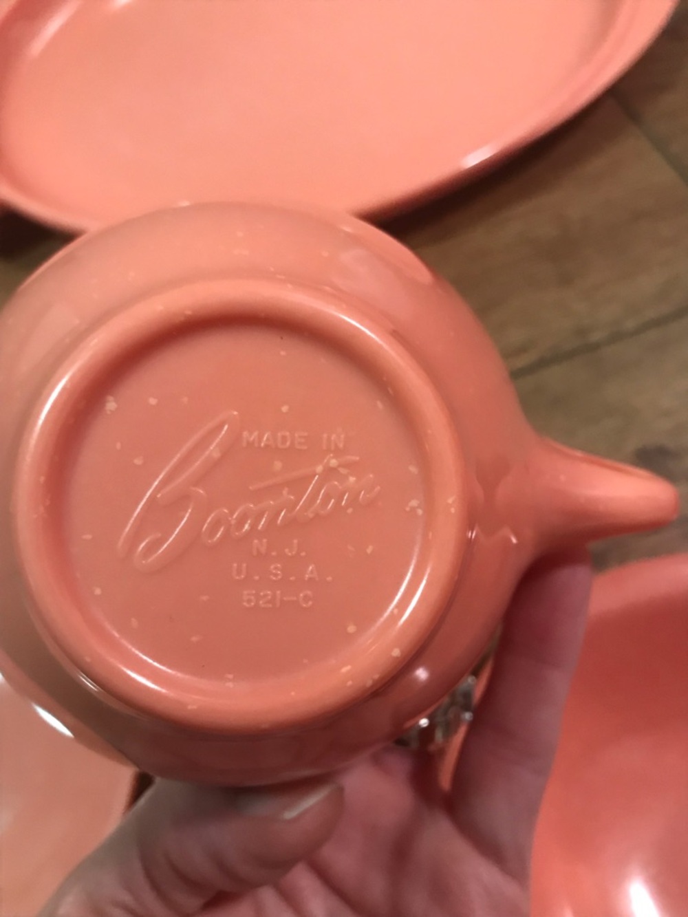 Boonton NJ Pink Speckled Serving Set - Picture 4 of 12